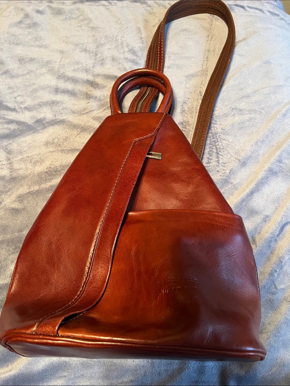 Vera Pelle Rich Chestnut Leather Shoulder Bag